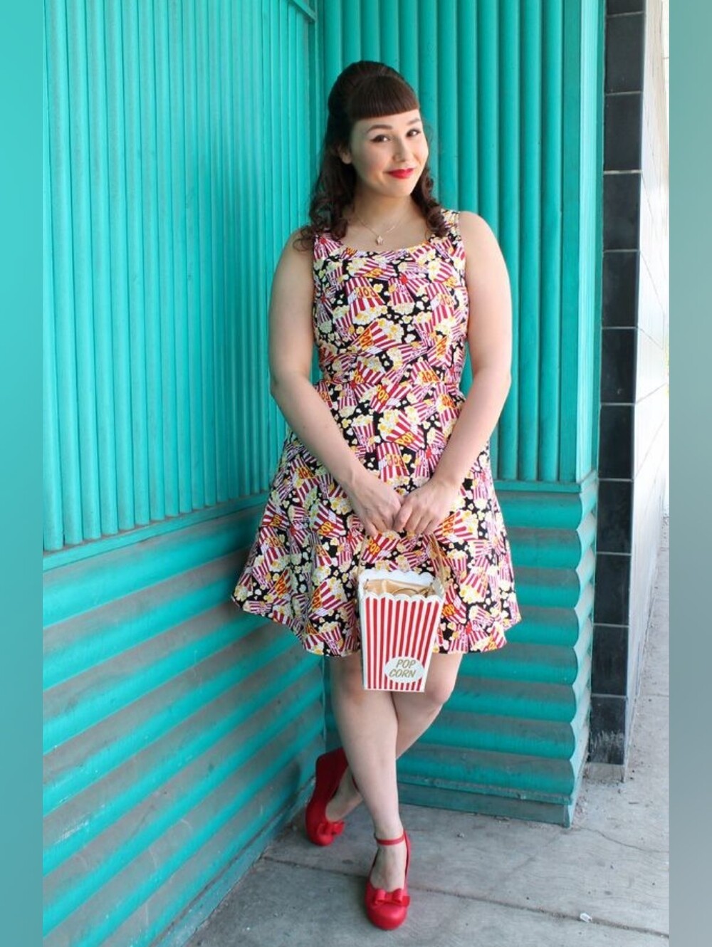 Retrolicous Popcorn Print Skater Dress Size XL - Picture 4 of 11